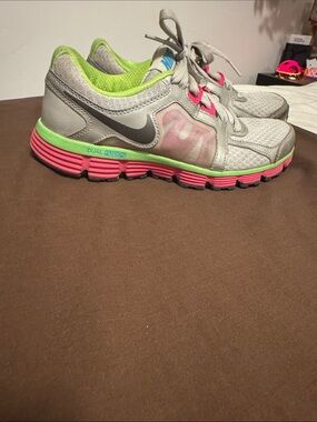 Nike Dual Fusion Women's Running Sneakers in Gray with Pink & Lime